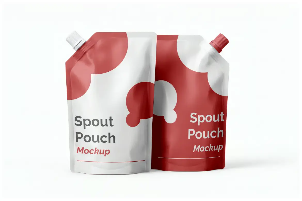 3款自立吸嘴袋PSD样机模板 Spout Pouch Mockup