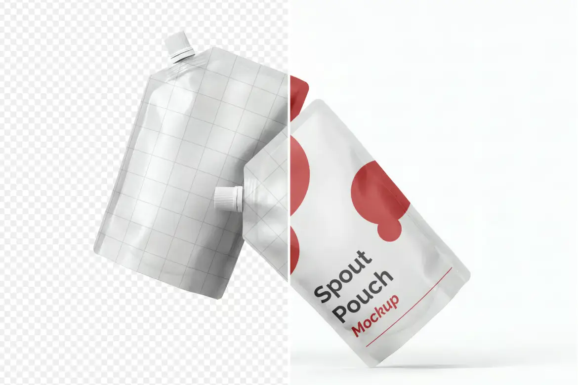 3款自立吸嘴袋PSD样机模板 Spout Pouch Mockup