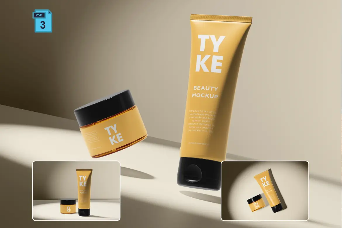 化妆品套装PSD样机模版 Cosmetic Set Mockup