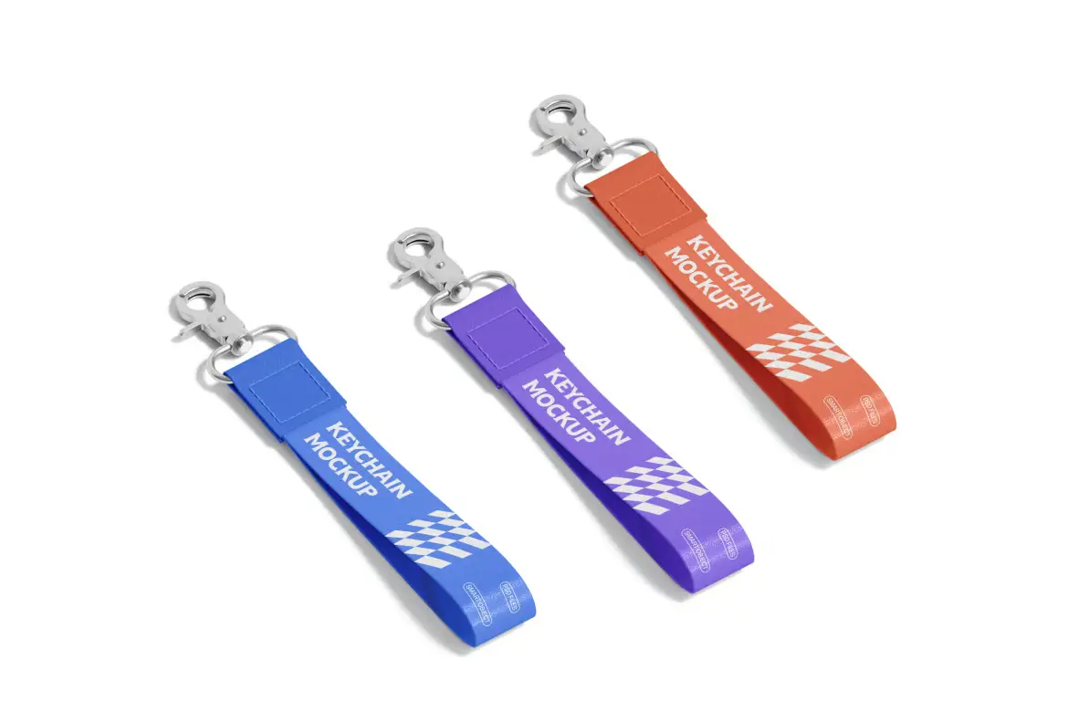 皮革钥匙扣样机PSD模版 Leather Keychain Mockup Set