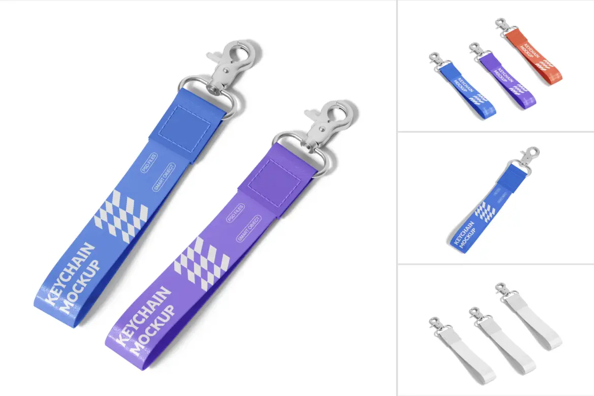 皮革钥匙扣样机PSD模版 Leather Keychain Mockup Set