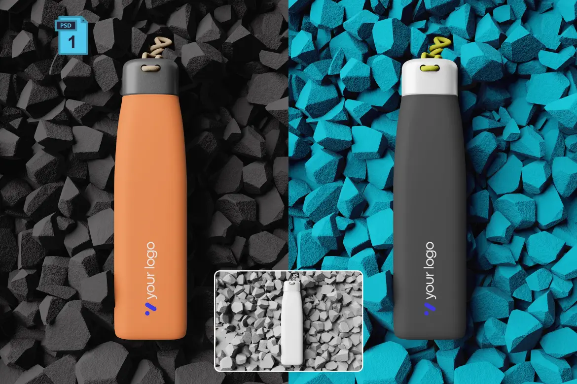 水瓶标签展示PSD样机模版 Water Bottle Mockup