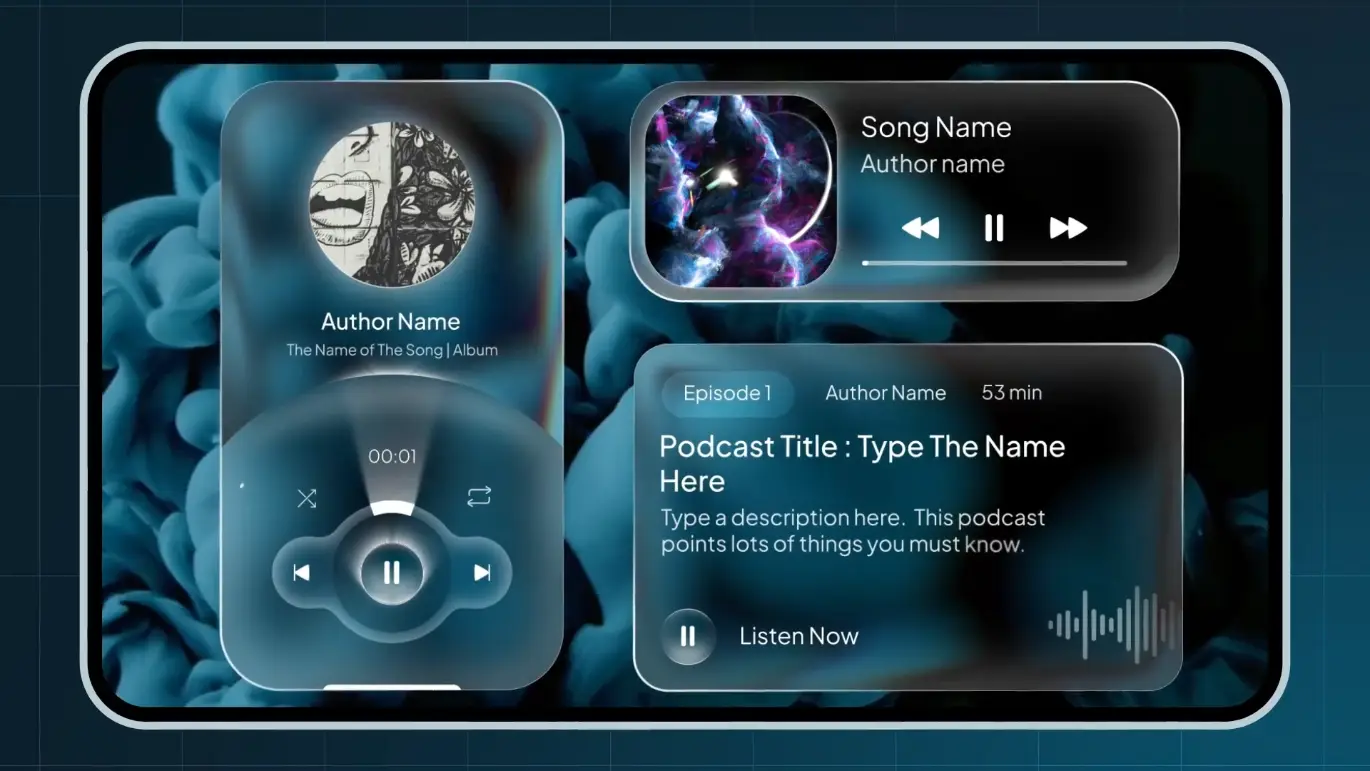液态音乐播放器UI动效AE模版 Liquid Music Widgets