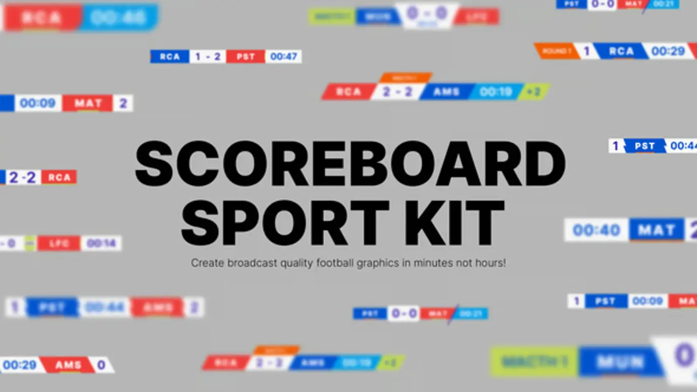 体育赛事记分牌动画AE模版 Scoreboard Sport Kit