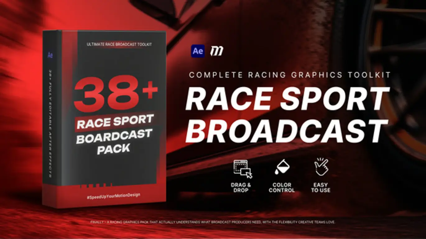 赛车运动赛事直播包装AE模版 Race Sport Broadcast Pack