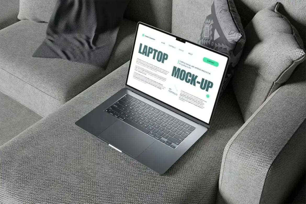 笔记本电脑屏幕PSD样机模板 Laptop Screen Mockup