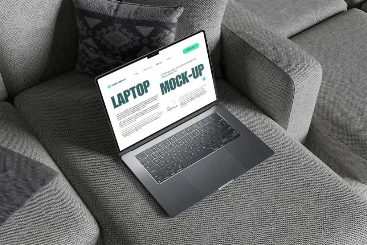 笔记本电脑屏幕PSD样机模板 Laptop Screen Mockup