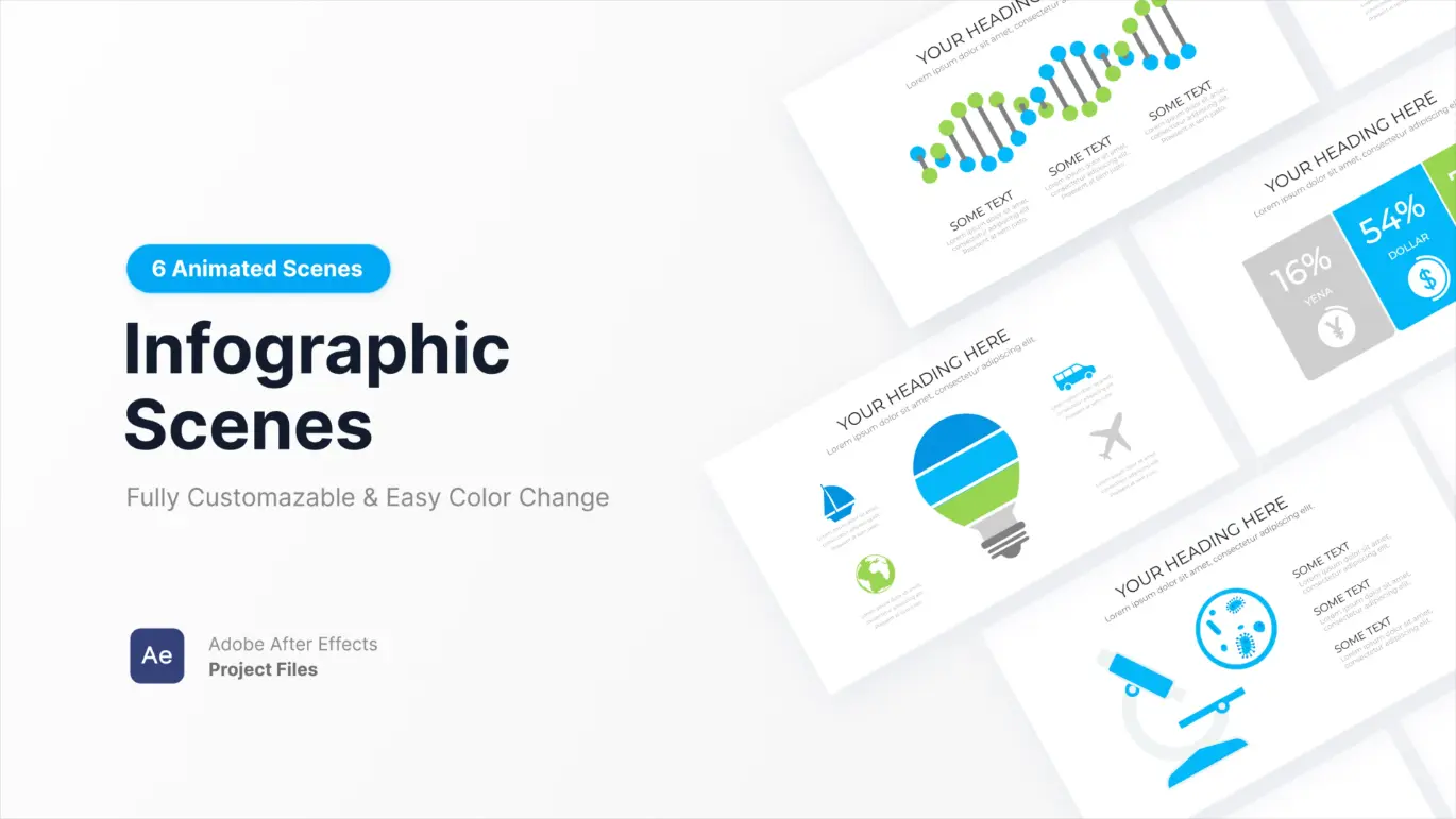 信息图动画AE模板动态数据可视化统计图表演示设计素材