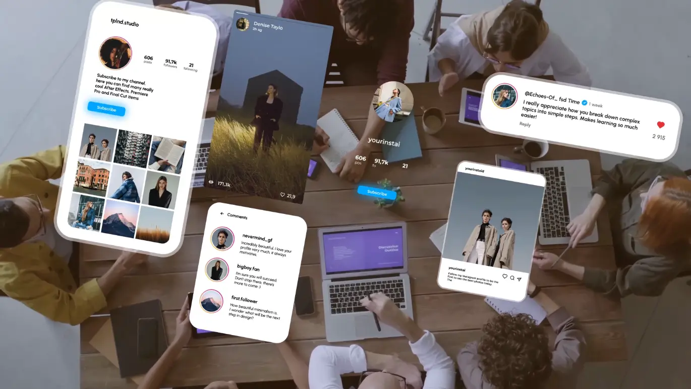 4K高清Instagram界面UI动画AE模板社交媒体动态元素视频包装素材