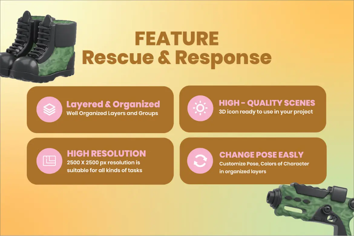 军事装备3D插图PNG素材包武器车辆坦克直升机设计元素游戏素材 Army stuff – 3D Illustration