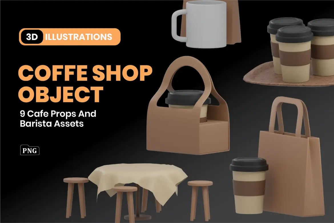 咖啡店3D插图素材包 Coffeeshop – 3D Illustration 咖啡店3D插图素材包 Coffeeshop – 3D Illustration