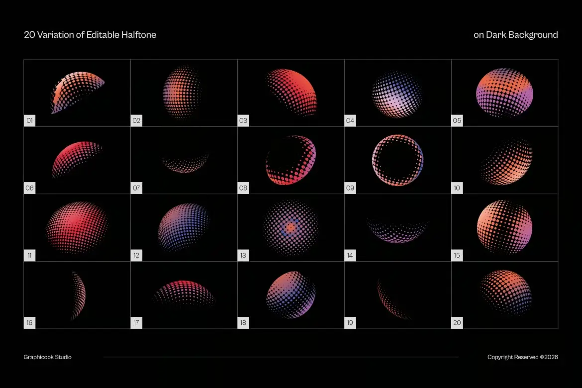 黑色半调球体视觉素材矢量图AI/EPS/PNG现代海报品牌设计纹理