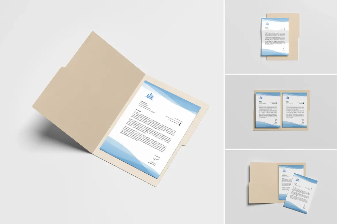 4套A4文件夹展示样机PSD模版企业品牌办公文具提案设计素材