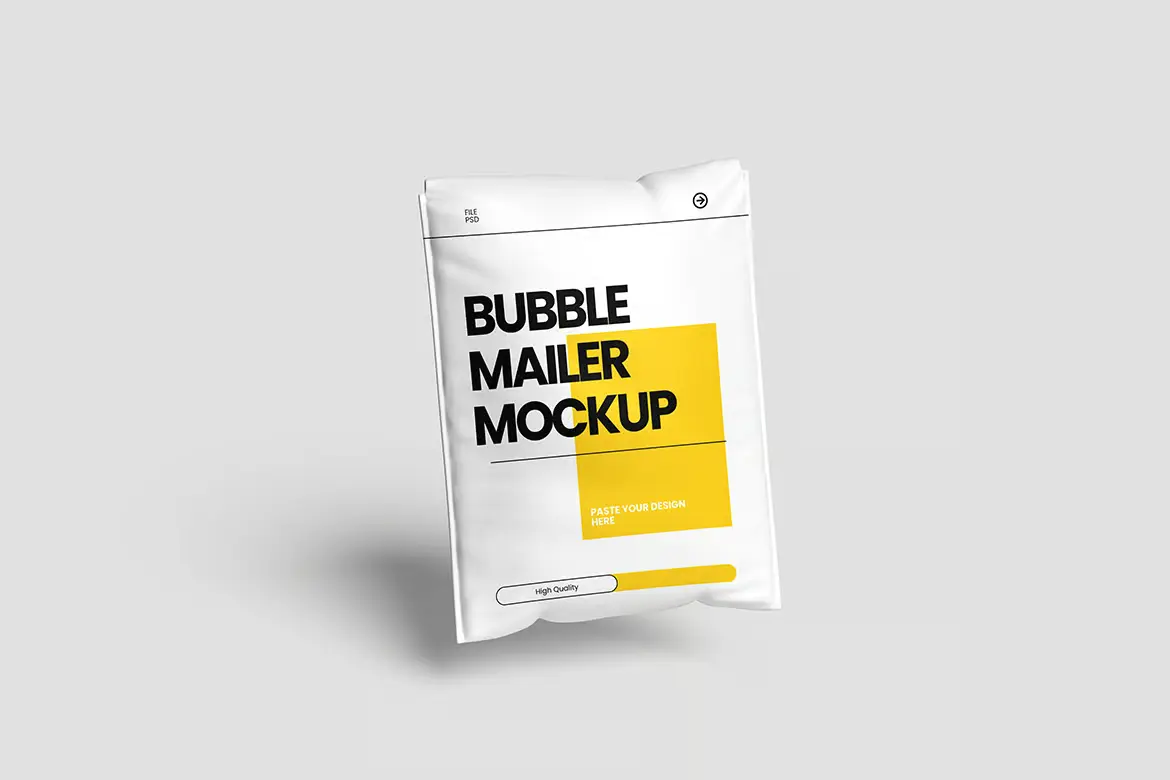 4套气泡膜快递包装袋展示样机PSD模版电商物流包裹设计效果图素材