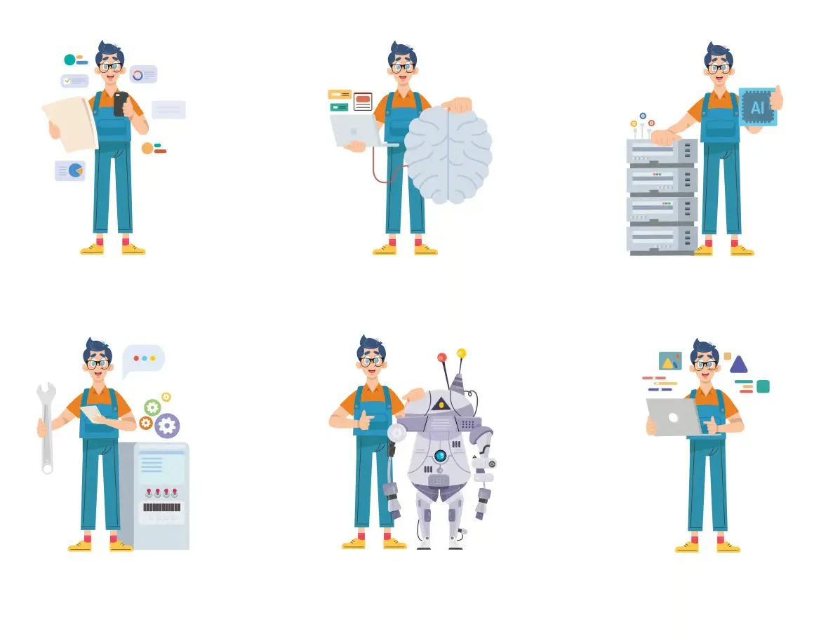 人工智能AI概念主题矢量插图 AI Concept Illustrator