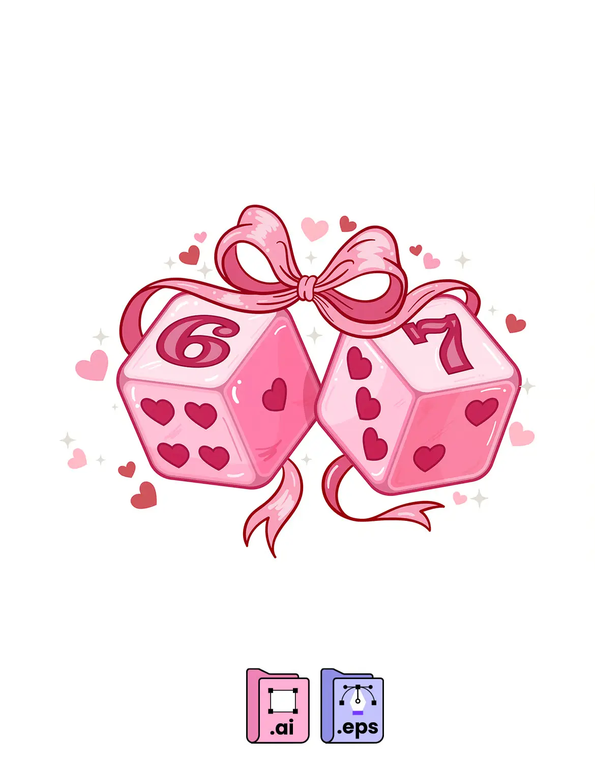 67个粉色爱心骰子浪漫主题矢量图AI/EPS素材情人节婚礼游戏设计