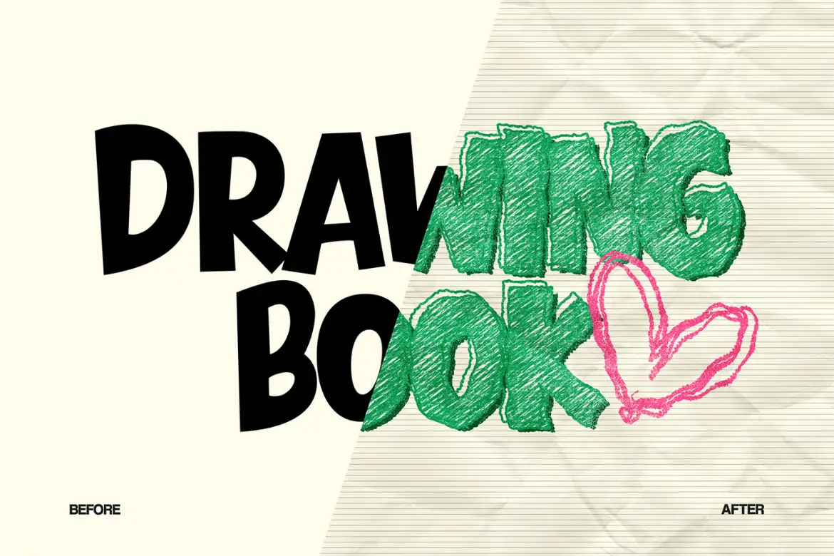 手绘笔记本文字效果PSD源文件涂鸦风格 Sketch Notebook Text Effect