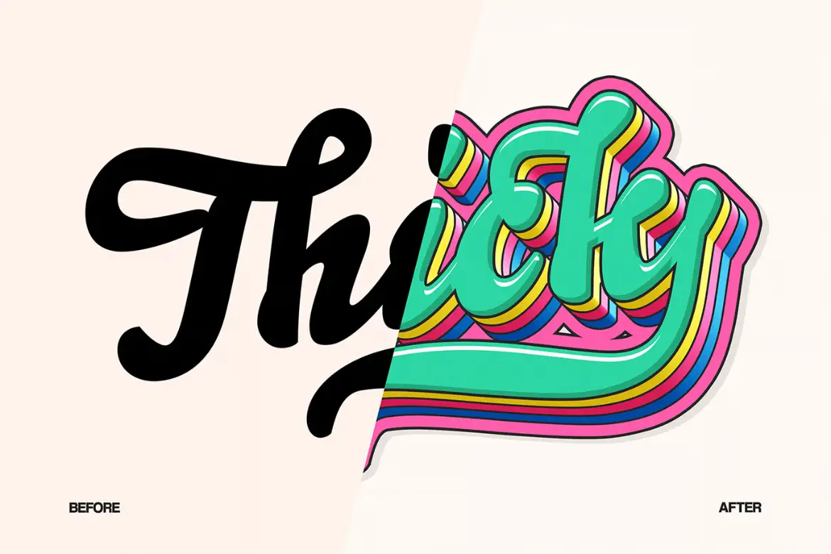 多彩3D文字效果PSD源文件复古泡泡风格 Colorful 3D Text Effect
