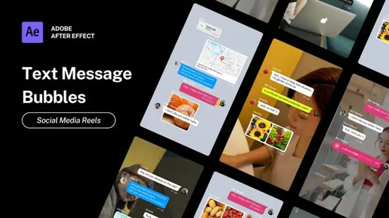 现代文字消息聊天UI社交媒体对话AE模板 Modern Text Messaging UI for Social Media Conversations
