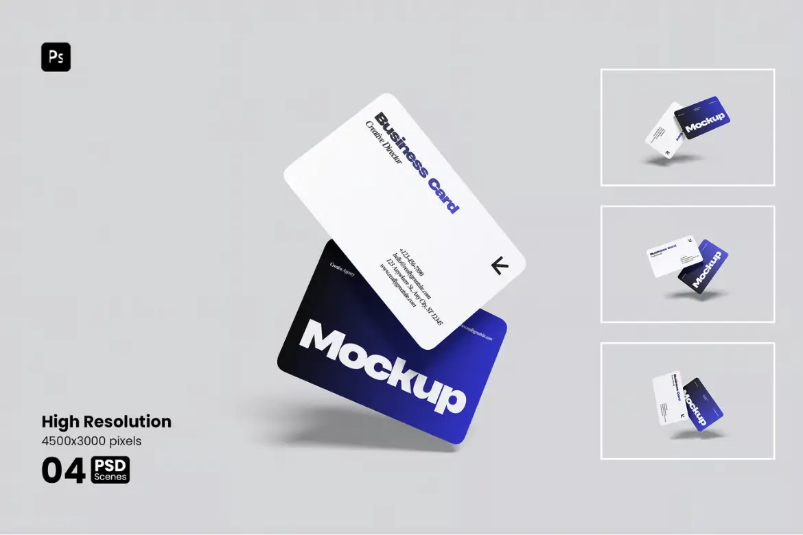 名片模型PSD源文件 Business Card Mockup