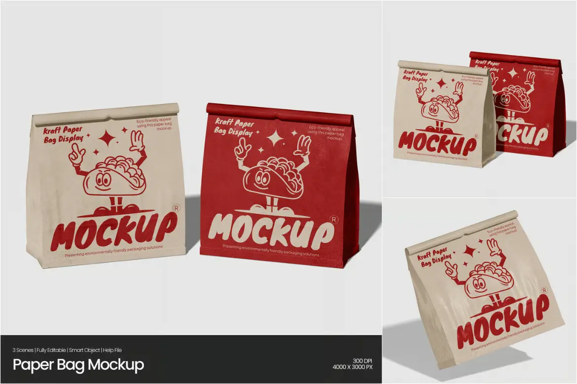 纸袋模型PSD源文件 Paper Bag Mockup