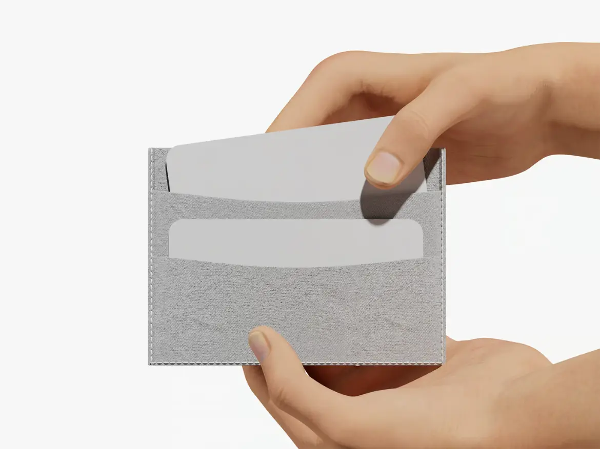 名片模型PSD源文件 Business Card in Wallet Slot Mockup