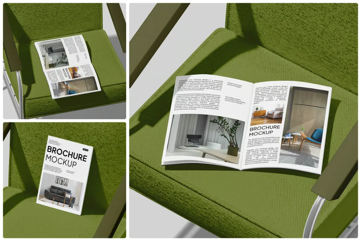宣传册模型PSD源文件 Brochure on Chair Mockup