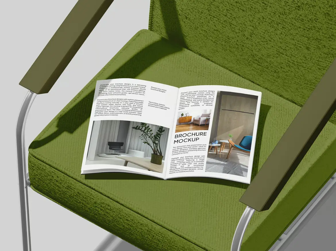 宣传册模型PSD源文件 Brochure on Chair Mockup