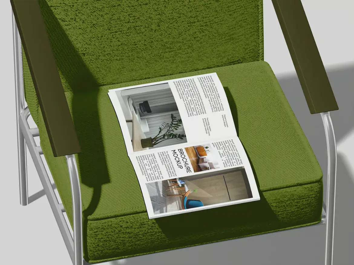 宣传册模型PSD源文件 Brochure on Chair Mockup