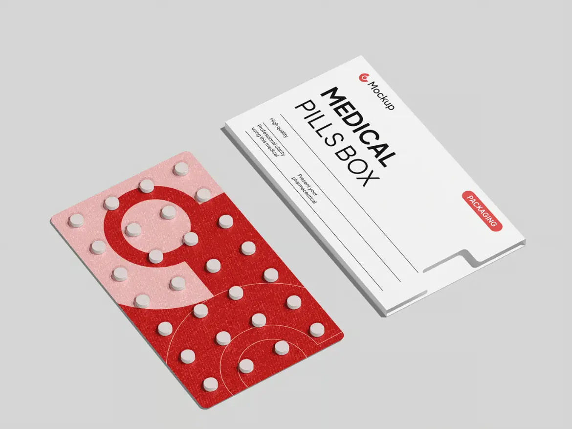 医疗药品包装盒模型PSD源文件 Medical Pills Box Mockup