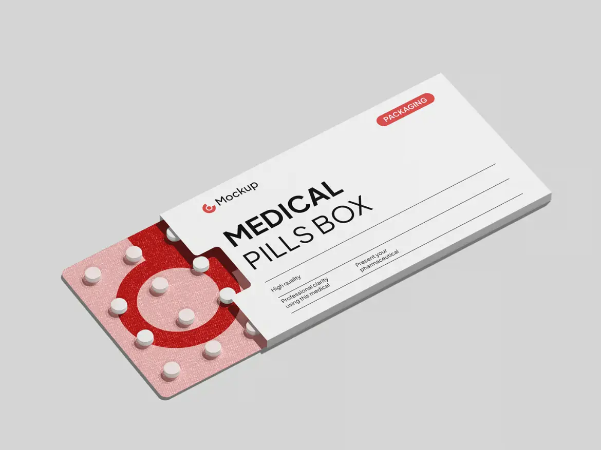 医疗药品包装盒模型PSD源文件 Medical Pills Box Mockup