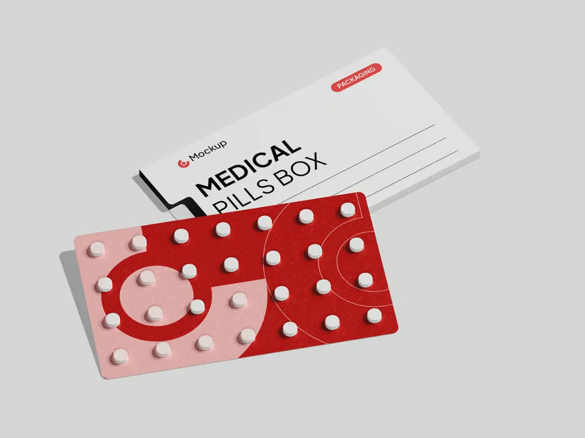 医疗药品包装盒模型PSD源文件 Medical Pills Box Mockup