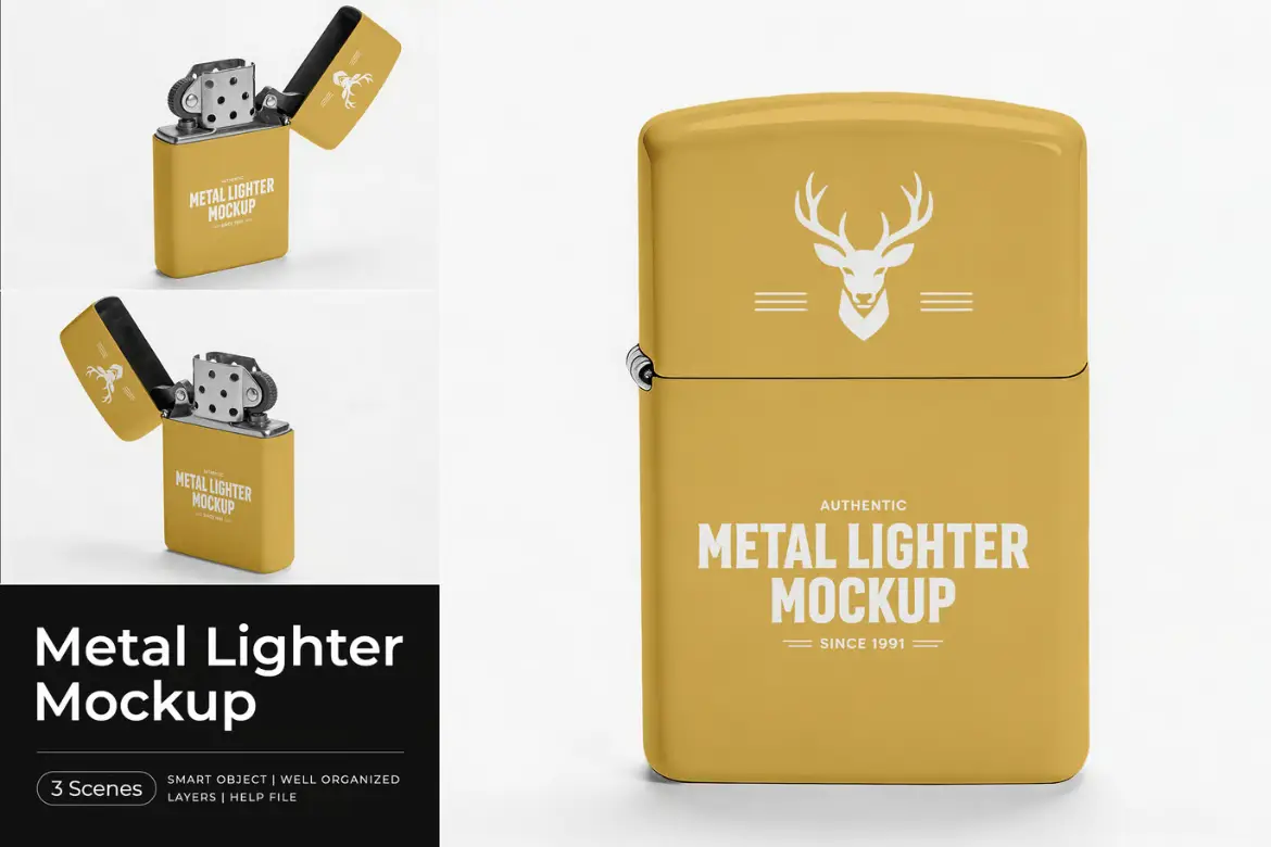 金属打火机模型PSD源文件 Metal Lighter Mockup