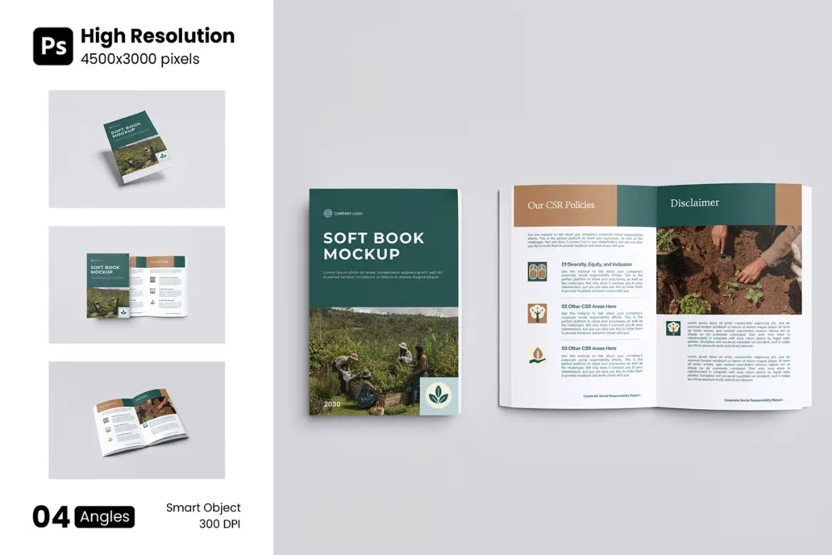 高品质软皮书模型PSD源文件 Soft Cover Book Mockup