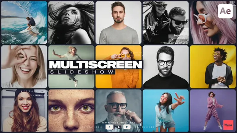 现代动态多屏展示幻灯片AE模板 Modern Dynamic MultiScreen Display Slideshow