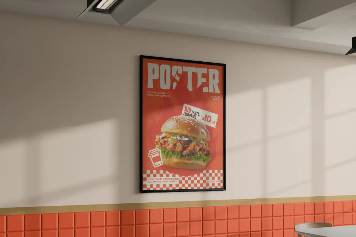 餐厅快餐厅菜单海报模型PSD&AF源文件 Restaurant Fast Food Menu Poster Mockup