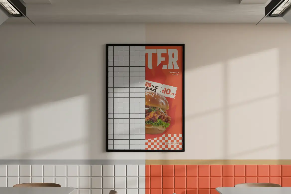 餐厅快餐厅菜单海报模型PSD&AF源文件 Restaurant Fast Food Menu Poster Mockup