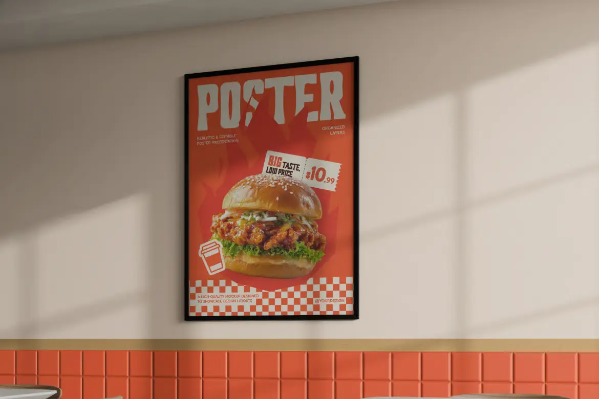 餐厅快餐厅菜单海报模型PSD&AF源文件 Restaurant Fast Food Menu Poster Mockup