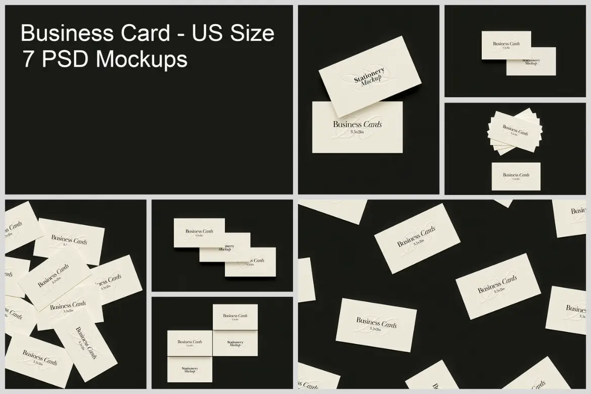 商务名片模型PSD源文件 Business Cards Mockup – US Size