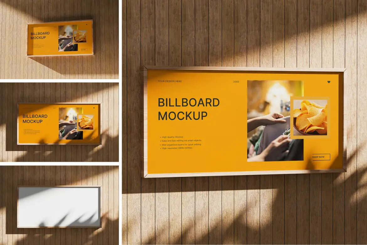 墙面广告牌模型PSD源文件 Wall Billboard Mockup