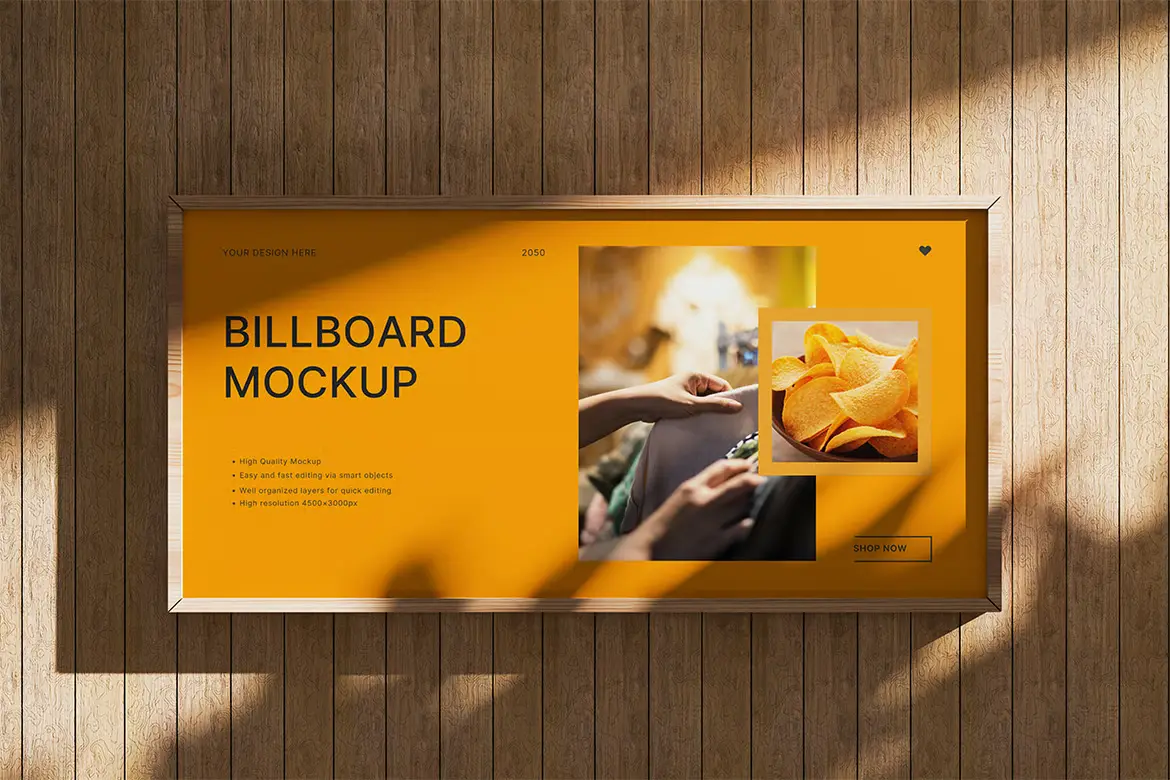 墙面广告牌模型PSD源文件 Wall Billboard Mockup
