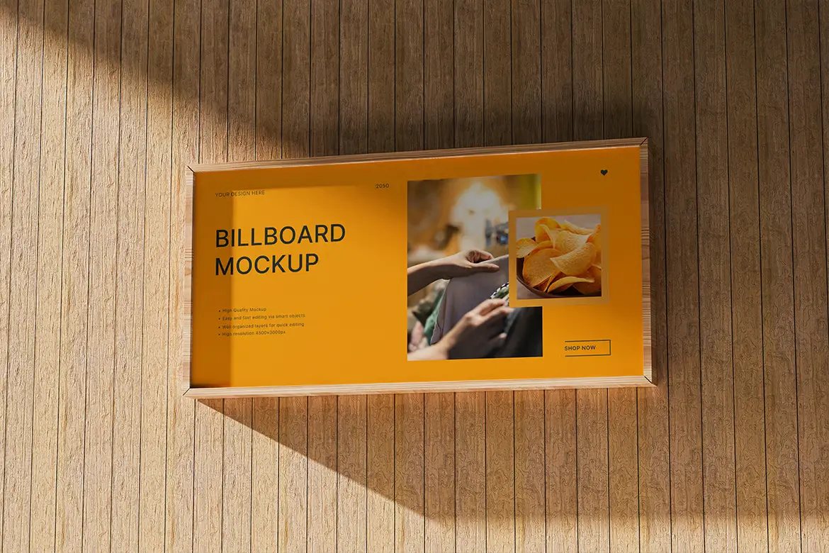 墙面广告牌模型PSD源文件 Wall Billboard Mockup