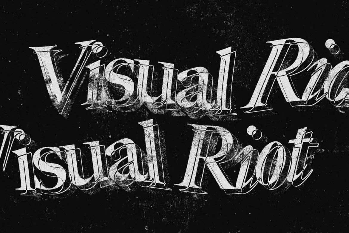 黑白失真文字特效PSD模板 Black White Distortion Text Effect