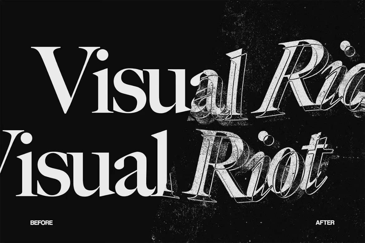 黑白失真文字特效PSD模板 Black White Distortion Text Effect