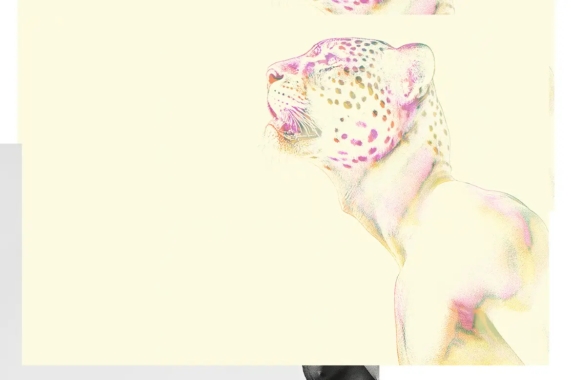 霓虹渐变黑线插画特效PSD模板 Neon Gradient Black Line Illustration Effect