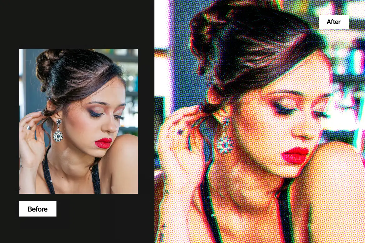 复古RGB半调照片特效PSD模板 Retro RGB Halftone Photo Effect