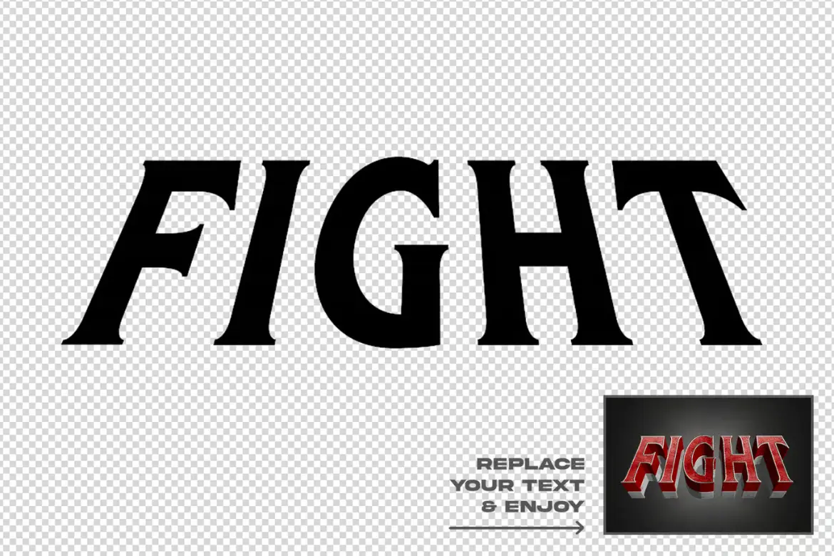 战斗动态文字特效PSD模板 Fight Editable Text Effect
