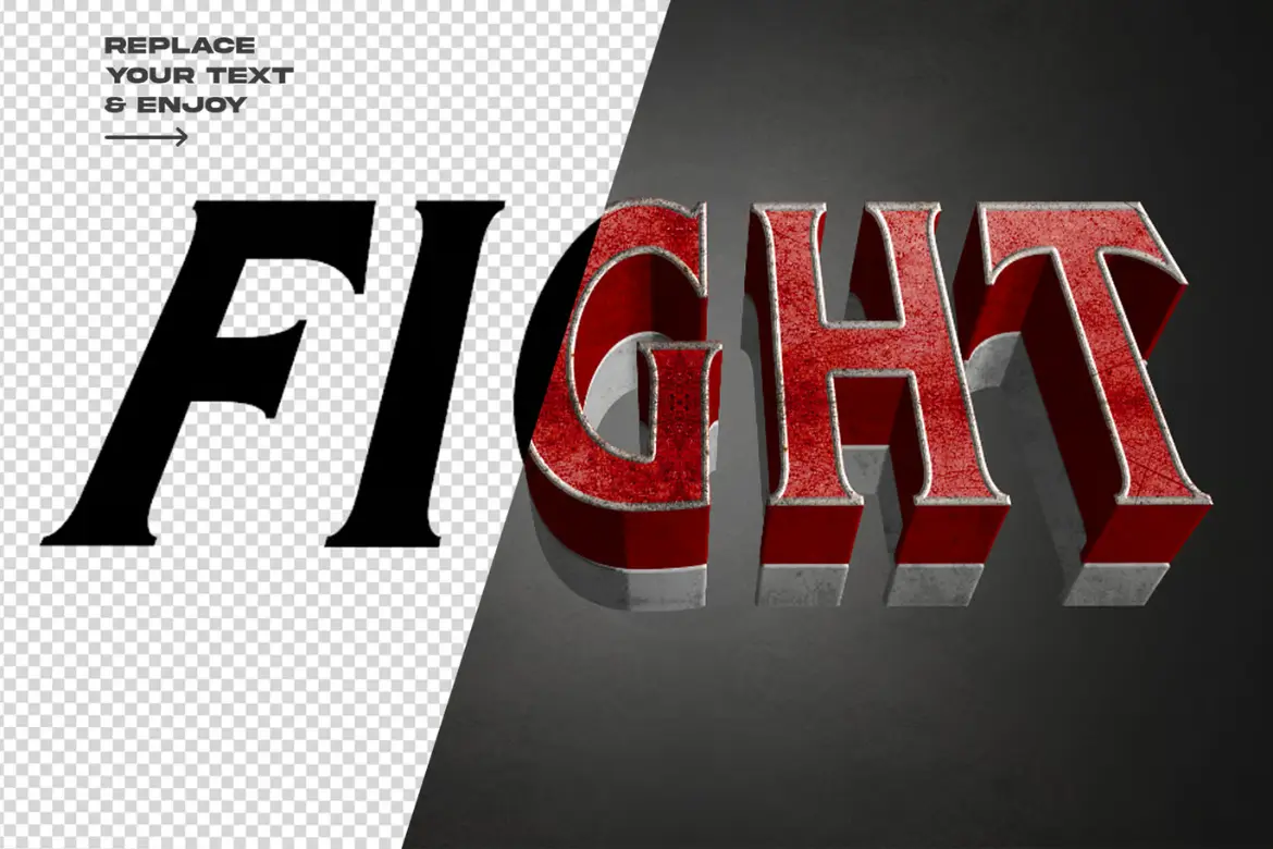战斗动态文字特效PSD模板 Fight Editable Text Effect
