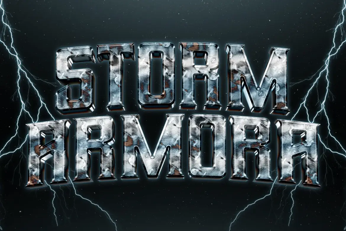 钢质镀铬文字特效PSD模板 Steel Chrome Text Effect