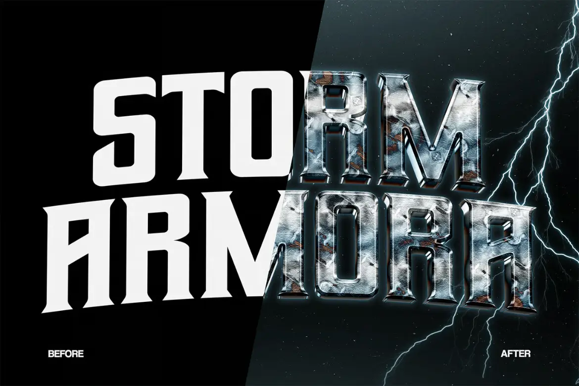 钢质镀铬文字特效PSD模板 Steel Chrome Text Effect